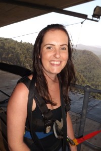 Sonia smiling for her pre jump photo