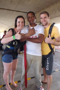 The Lambs post jump thumbs up