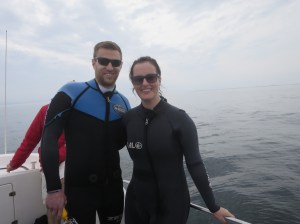 Suited and booted ready to get in the cage as soon as the sharks arrive