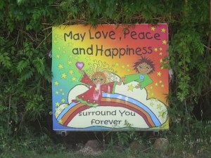 Love, peace and happiness sign