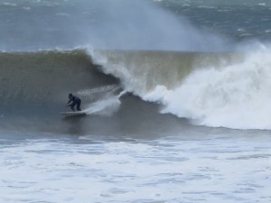 Surfer at Supertubes showing us how it is done
