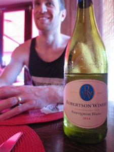 A bottle of the local wine in Robertson