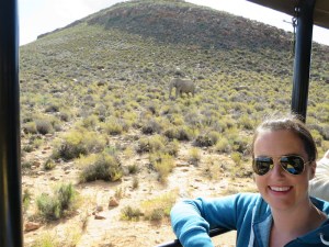 Sonia posing with the elephant