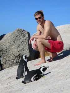 Rich posing with the penguins