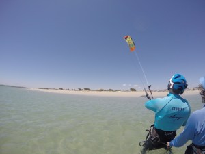 Rich practising flying the kite