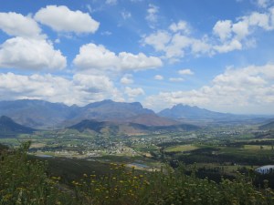 View of Franschhoek from the mountain pass