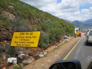 You can wait a long time at roadworks on the mountain road!