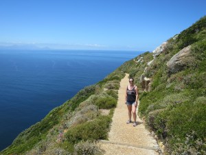 Sonia on the cliff path walk to the new lighthouse