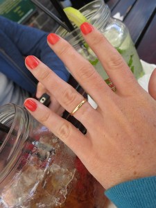 The wedding ring tan line is coming along nicely