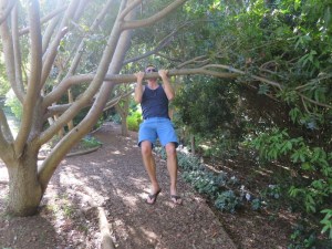 Rich utilising a tree for pull ups