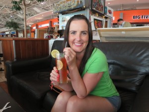 Sonia happy drinking her Moscow Mule