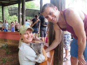 Rich patting a koala after the koala show