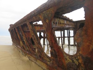 The rusting Maheno shipwreck