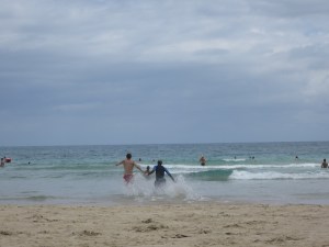 ...who will get to the ball first...