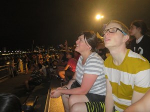 Bec and Tom enjoying the fireworks display