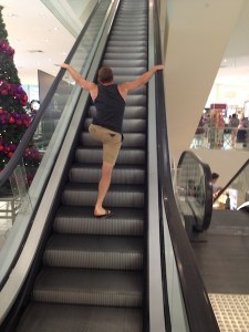 Rich riding the escalator 'Elf' style