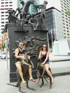 Rich and Sonia riding the kangaroos!