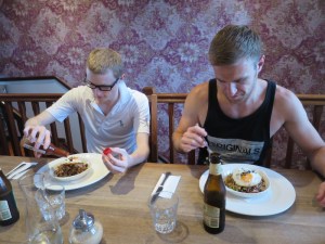 Tom and Rich happy to be eating lunch!