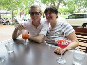 The Bayliss' enjoying cocktails
