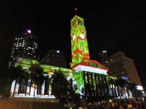 Christmas lights display at the Town Hall