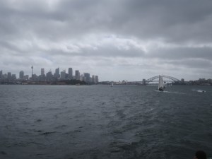 View of the city, Opera House and Sydney Harbour Bridge from the Manly ferry