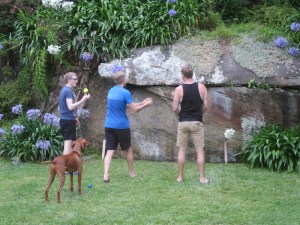 The boys playing Sevens in the garden