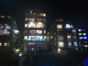 Parties in progress along the shoreline