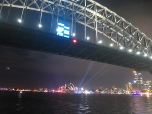 Passing under the Harbour Bridge as part of the Parade of Lights