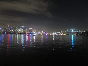 Lights reflecting off the water