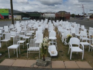 185 chairs, installation for the remembrance of the 185 lives lost in the 2011 earthquake