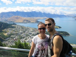 Rich and Sonia at the viewing deck overlooking Queenstown