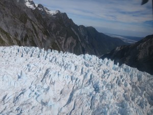 Looking down the glacier from the helicopter