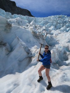 Sonia looking far too happy yielding an axe!