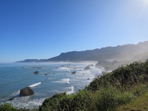 A misty morning drive up the west coast