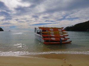 The kayaks being offloaded
