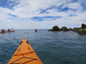 Kayaking round the rocks