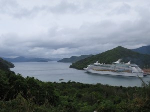 Royal Caribbean cruise ship in the Marlborough Sounds