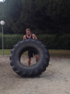 Tyre flipping didn't look easy but Rich never gives in to a challenge