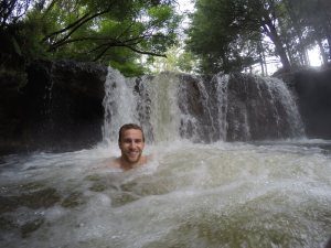 Rich enjoying the hot spring