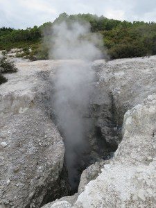 The steaming Inferno Crater
