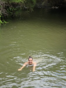 Sonia having a swim in the river
