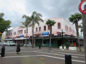 Fabulous pink art deco building in the town centre