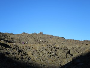 The path zigzagged around the sharp volcanic rocks