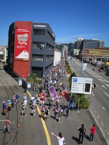 The fan trail heading to the stadium