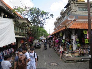 Market stall lined streets of Ubud