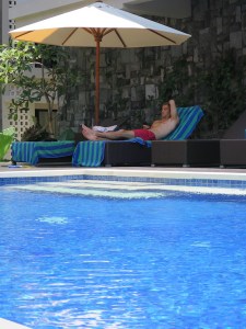 Rich enjoying a bit of shade from the midday sun