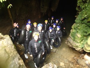 Leaving the caves at the end of the tour