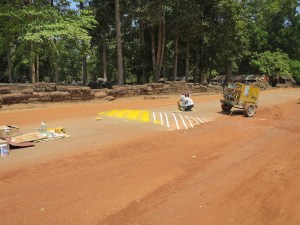 Painting road markings by hand in the middle of the day whilst the road is in use!