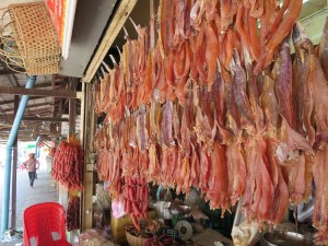 The cured meats stall at the Old Market