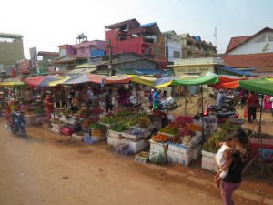 The road was lined with markets on either side